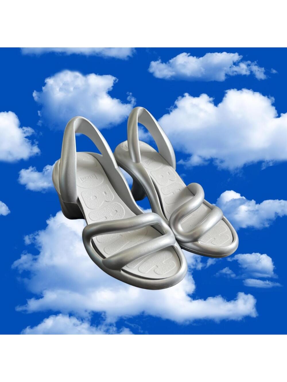 Camper Kobarah Silver Sandals NEW Women's EU 37 NEVER WORN MSRP $225